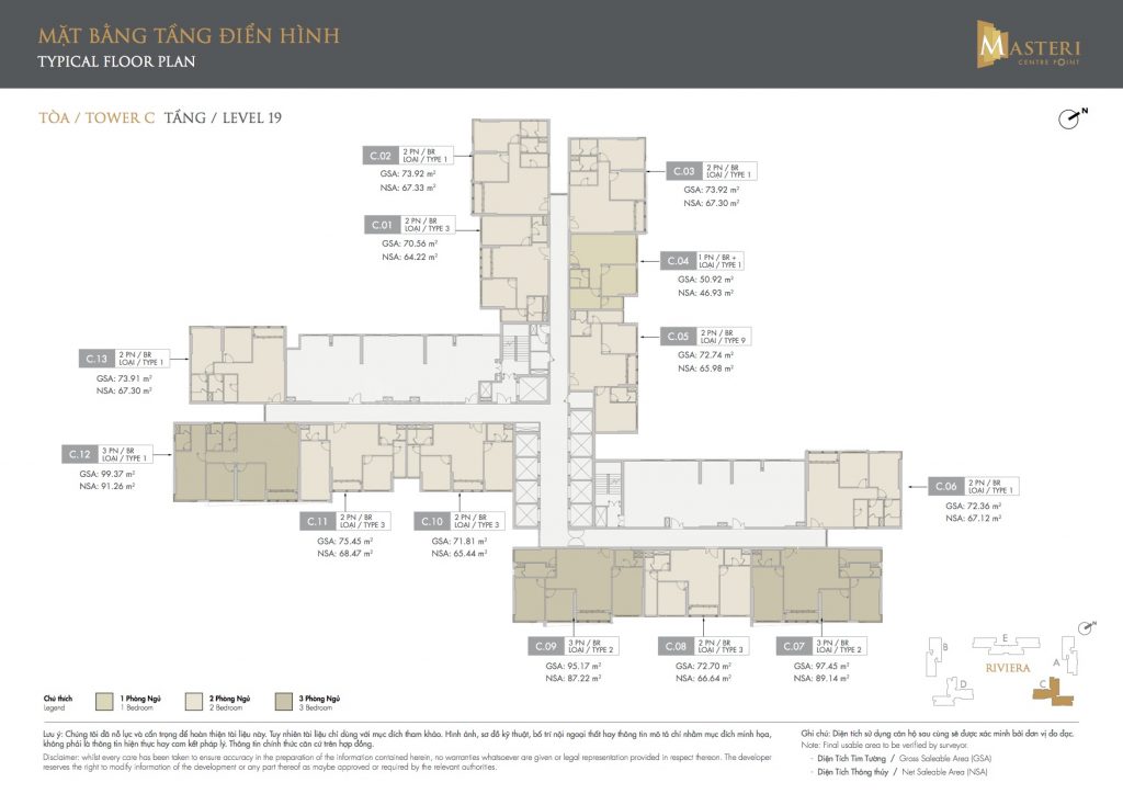 Layout mặt bằng tầng Masteri Centre Point - Khu căn hộ Riviera