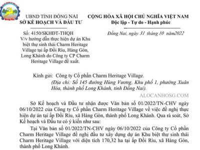 văn bản pháp lý dự án Khu Biệt thự Heritage Village